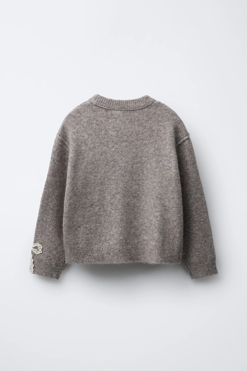 LACE BOWS KNIT SWEATER