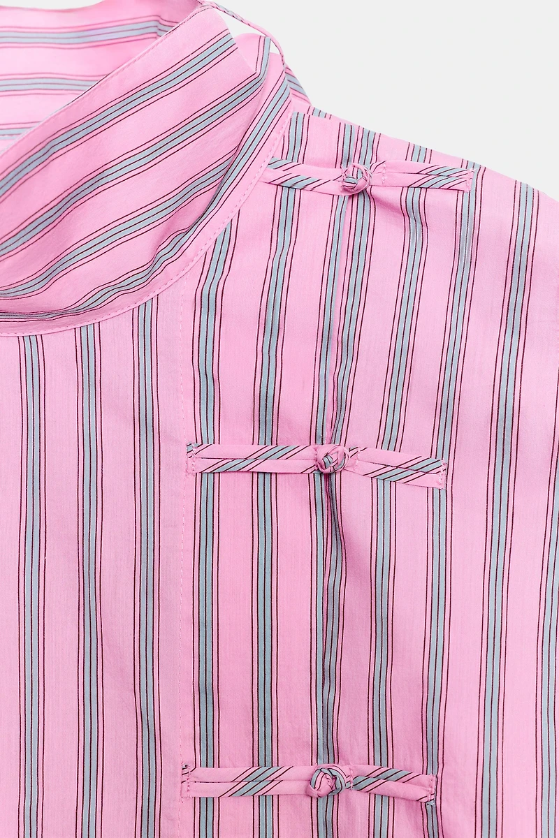 ZW COLLECTION STRIPED FROG FASTENING SHIRT