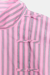 ZW COLLECTION STRIPED FROG FASTENING SHIRT