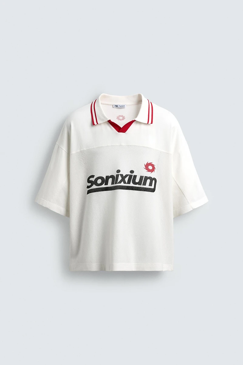 RETRO SOCCER PRINT POLO SHIRT
