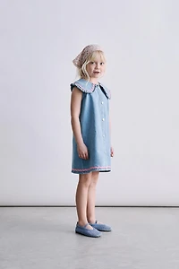 RUFFLE DENIM DRESS
