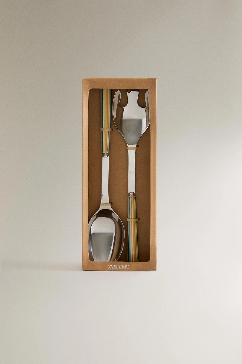 CERAMIC HANDLE SALAD CUTLERY SET (SET OF 2)