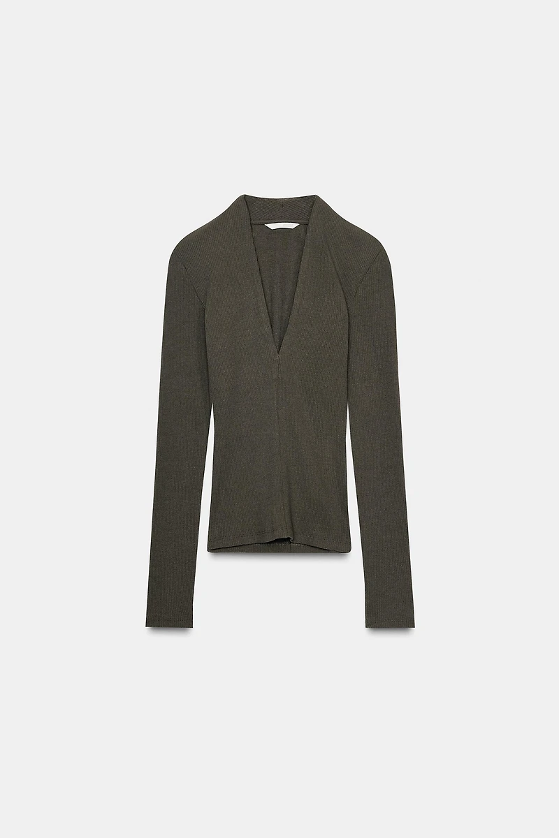 RIB V-NECK TOP