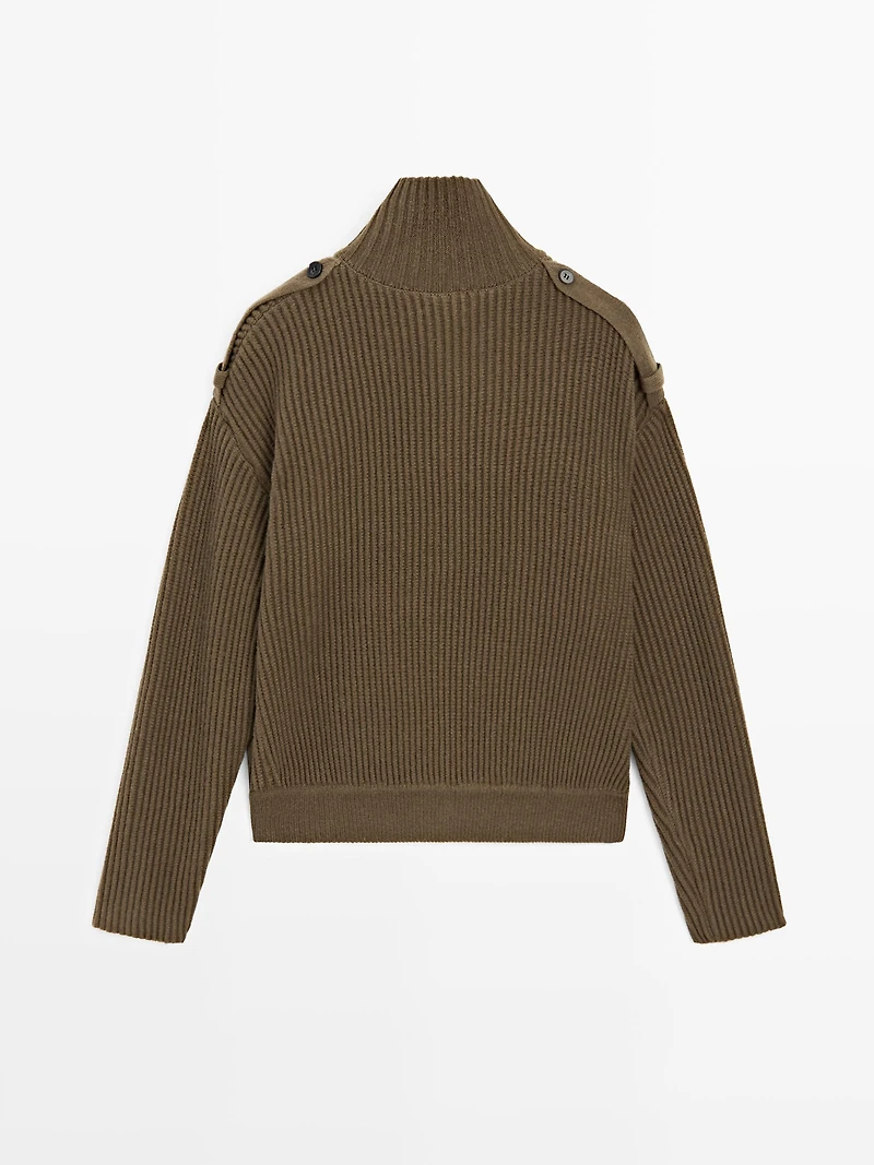 Wool knit cardigan with button details