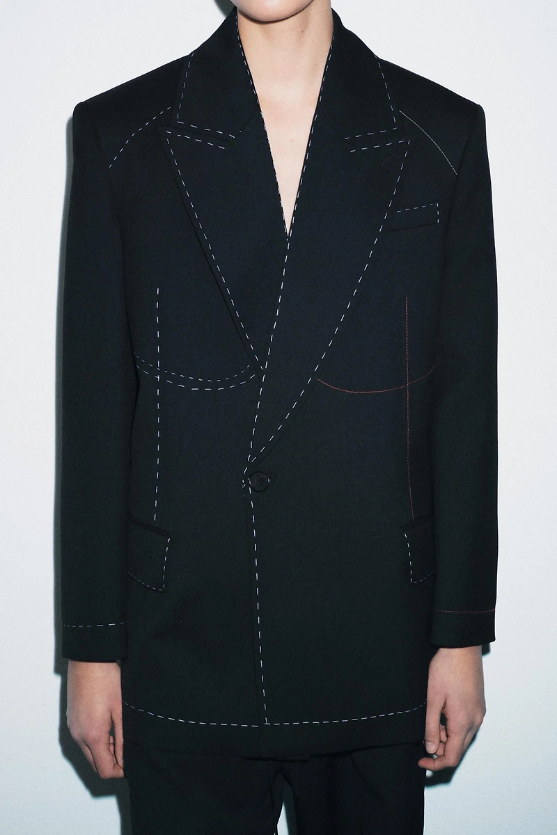 CONTRAST TOPSTITCHING BLAZER ZW COLLECTION LIMITED EDITION