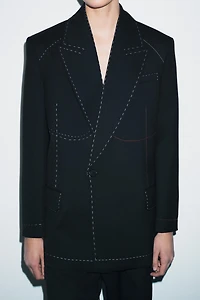 CONTRAST TOPSTITCHING BLAZER ZW COLLECTION LIMITED EDITION