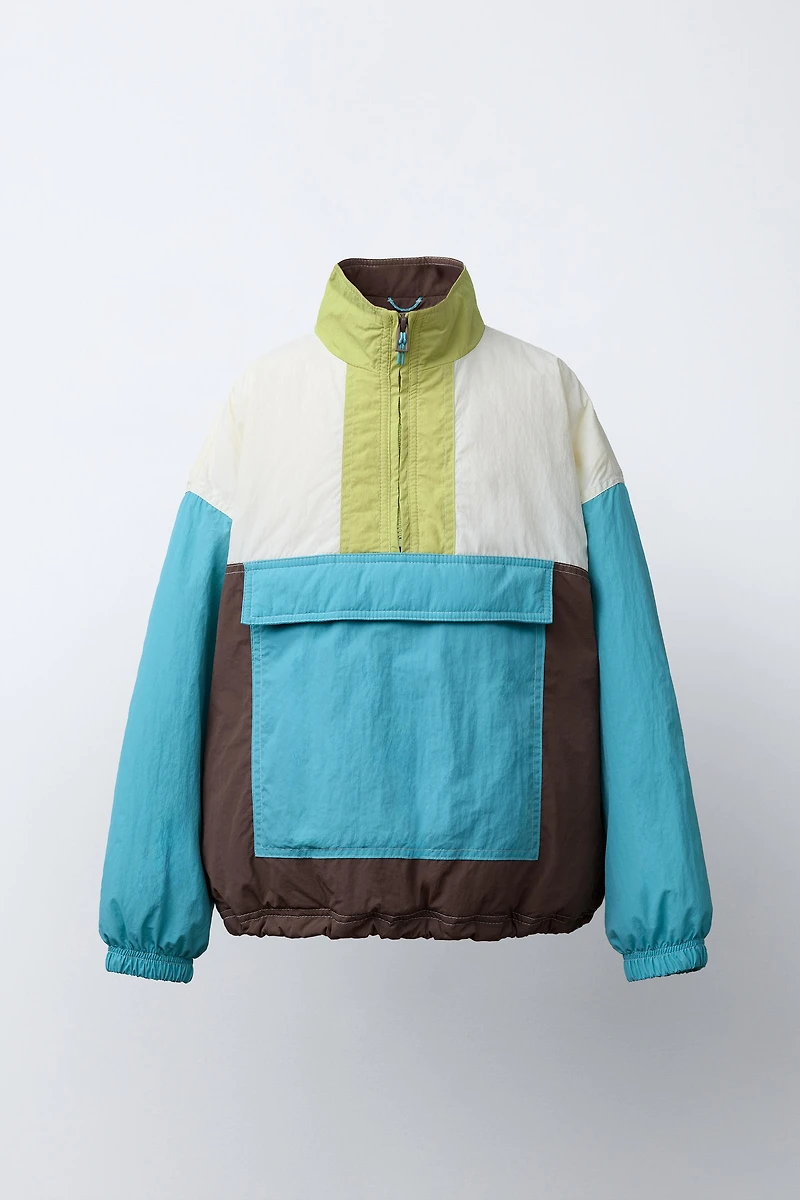 COLORBLOCK POUCH POCKET RAINCOAT
