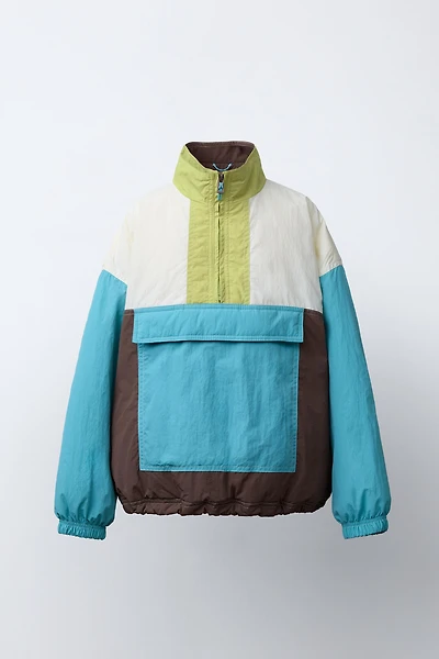 COLORBLOCK POUCH POCKET RAINCOAT