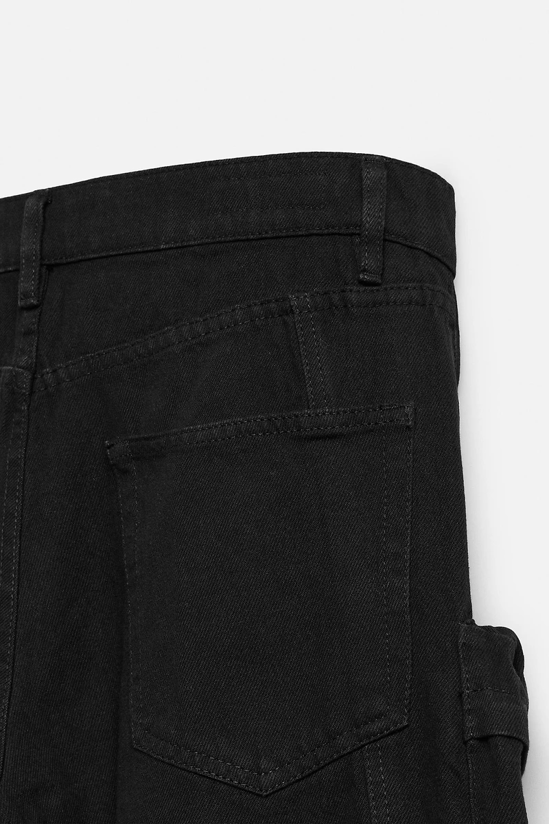DENIM CARGO PANTS WITH POCKETS