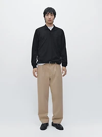 Wool knit sweater with polo collar