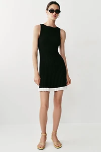 SHORT RIBBED KNIT DRESS