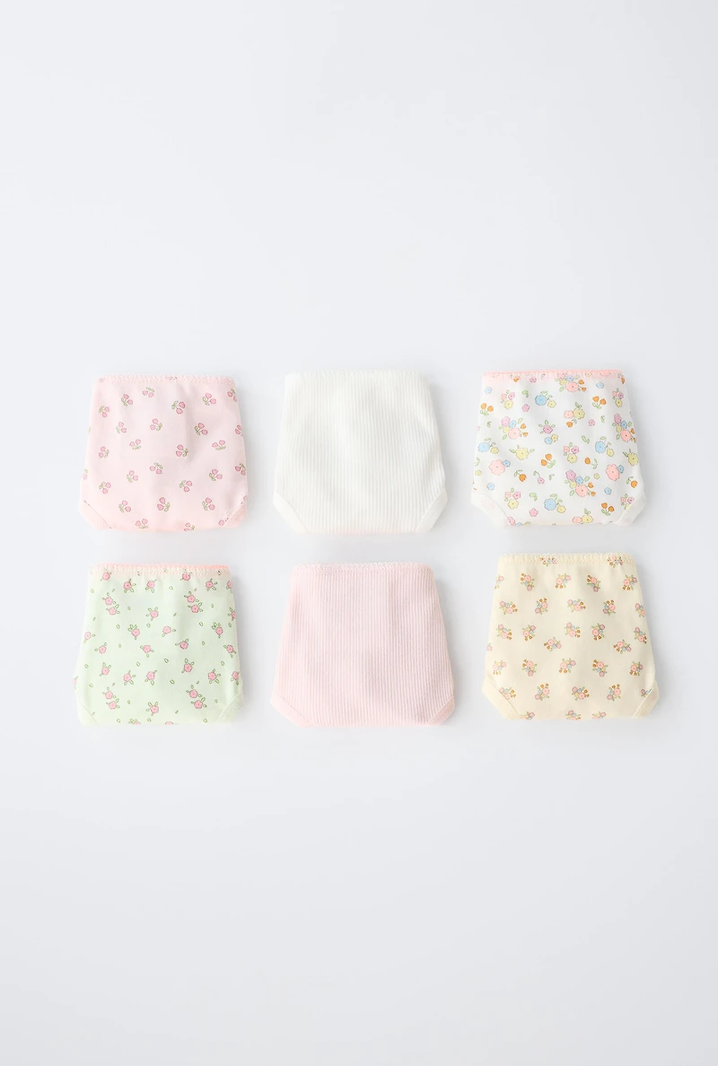 18M-6Y/ SIX-PACK OF FLORAL PRINT UNDERWEAR