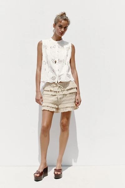 EMBROIDERED EYELET SHIRT