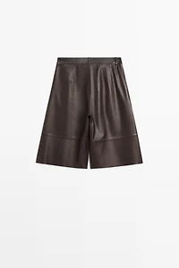 Long nappa leather Bermuda shorts
