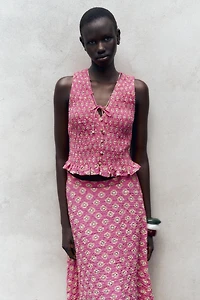 SMOCKED PRINT TOP