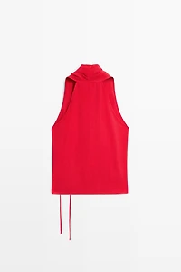 Linen halter top with tie detail