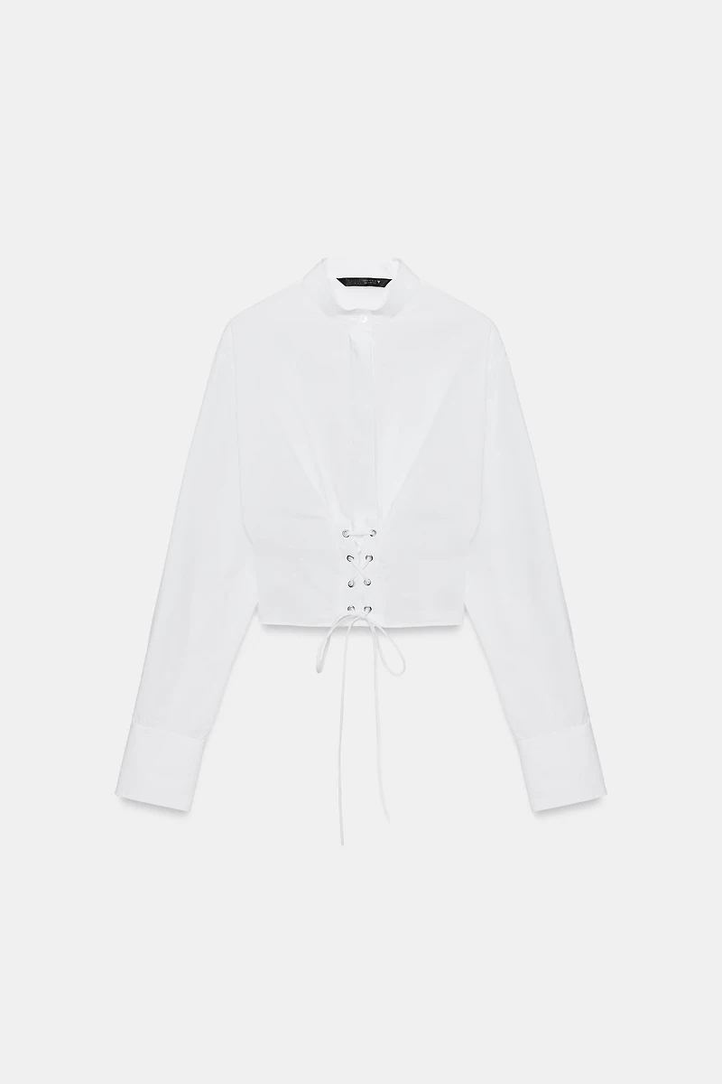 STRAPPY CORSET POPLIN SHIRT