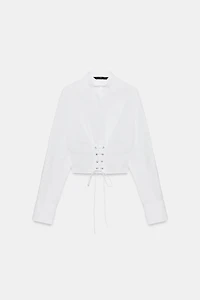 STRAPPY CORSET POPLIN SHIRT