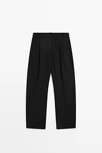 Pleated barrel fit pants