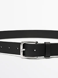 Nappa leather belt with square buckle