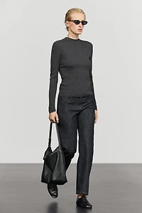 Ribbed knit mock turtleneck sweater