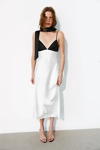 COMBINATION FOULARD SLIP DRESS