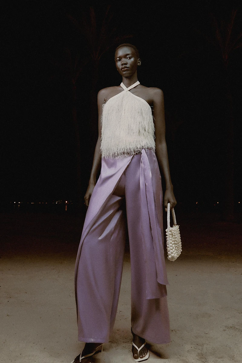 SHINY EFFECT WRAP PANTS