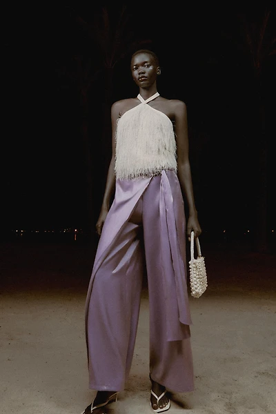 SHINY EFFECT WRAP PANTS