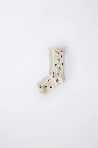 EMBROIDERED FLORAL LACE SOCKS