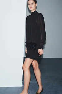 EMBROIDERED SASH COMBINATION DRESS ZW COLLECTION