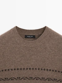 Wool blend jacquard knit sweater