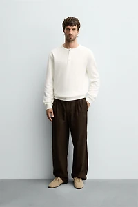 RIBBED BUTTON-FRONT TOP