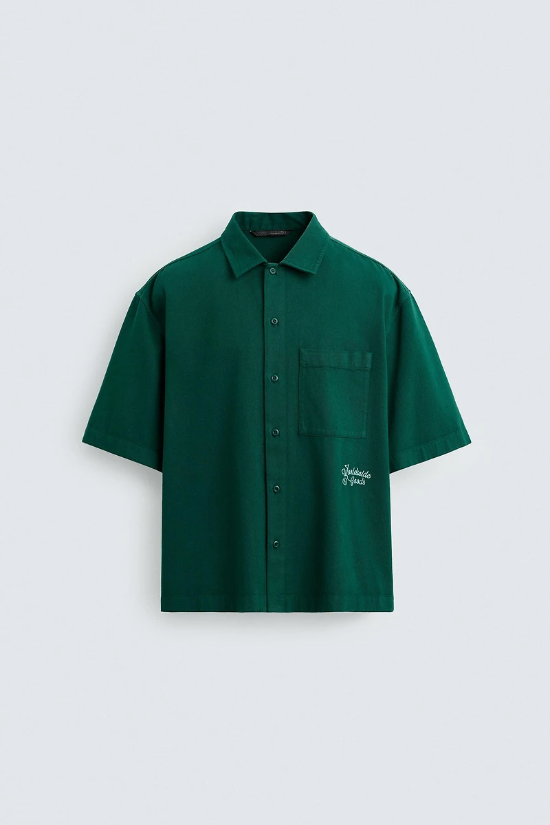 EMBROIDERED TEXTURED OVERSHIRT