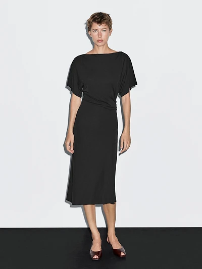 Midi dress with gathered detail