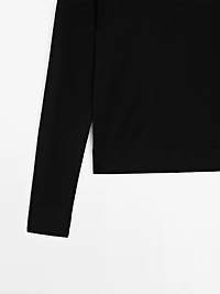 High neck wool blend sweater