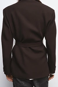 100% WOOL BELTED BLAZER ZW COLLECTION LIMITED EDITION