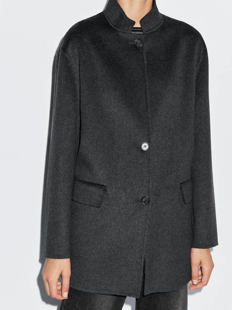 Wool blend high neck coat