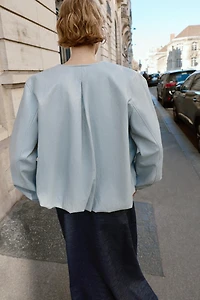 FAUX LEATHER BALLOON JACKET