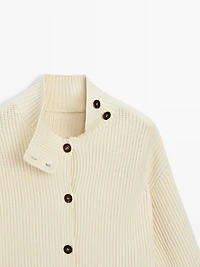 Cardigan maille coton col montant