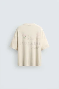 WASHED COTTON-LINEN HAWAII T-SHIRT