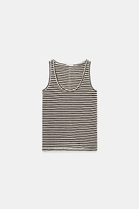 STRIPED COTTON AND LINEN TOP