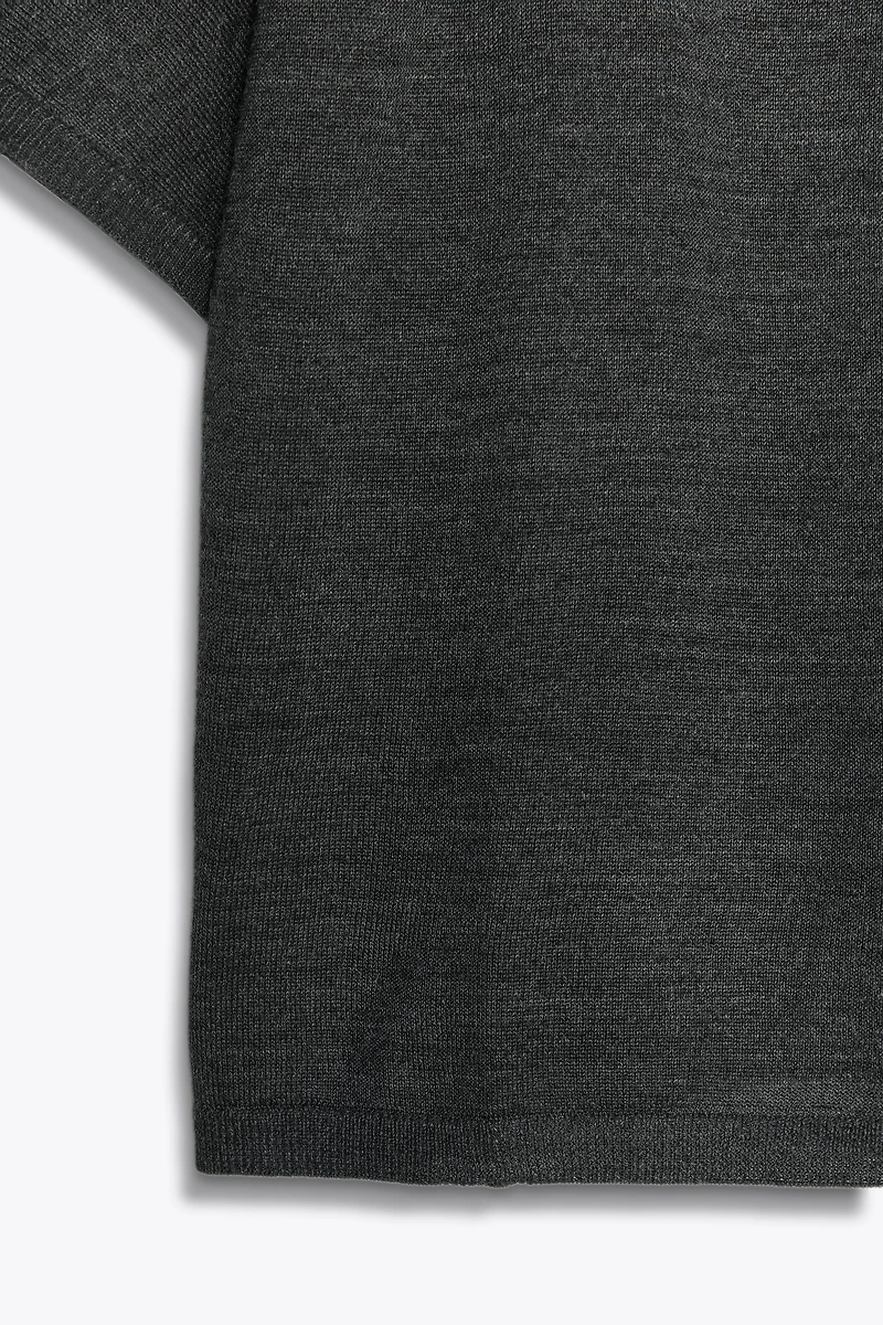 SHORT SLEEVE KNIT WOOL TOP
