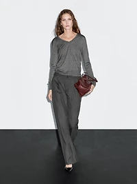 Mid-rise wide-leg pinstripe trousers