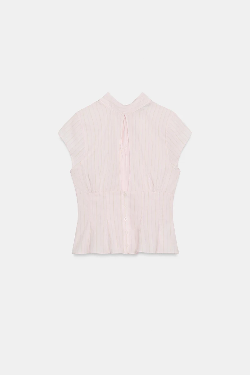 POPLIN TOP WITH TIE OPENING