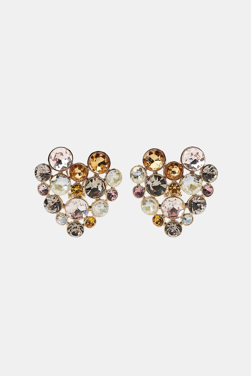 JEWELED HEART EARRINGS