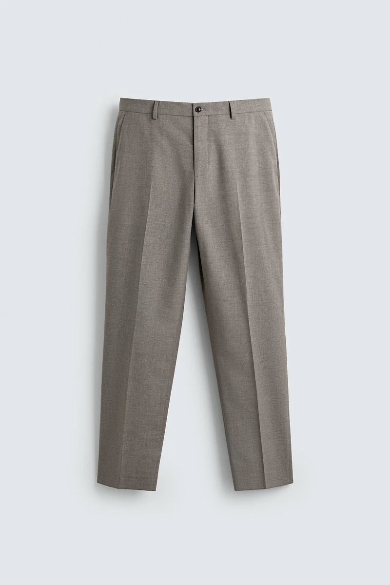 REGULAR FIT TEXTURED SUIT PANTS