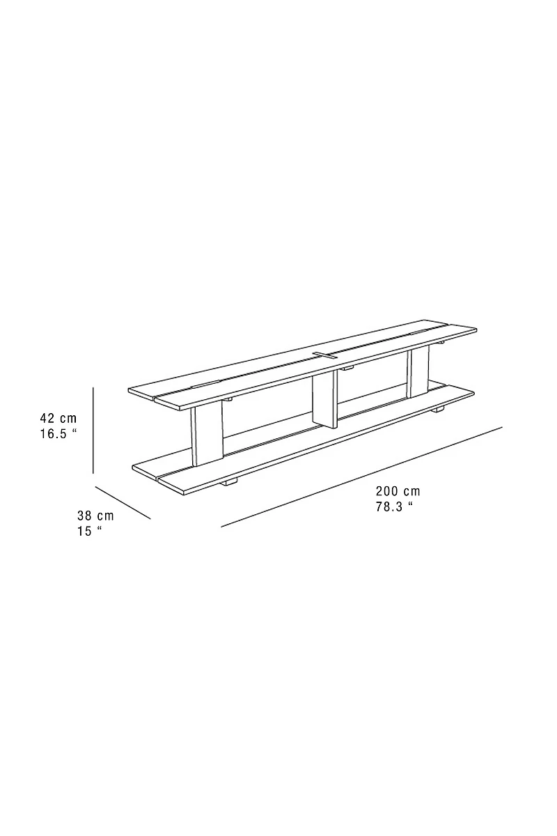 ELM WOOD SHELF WITH TWO SHELVES