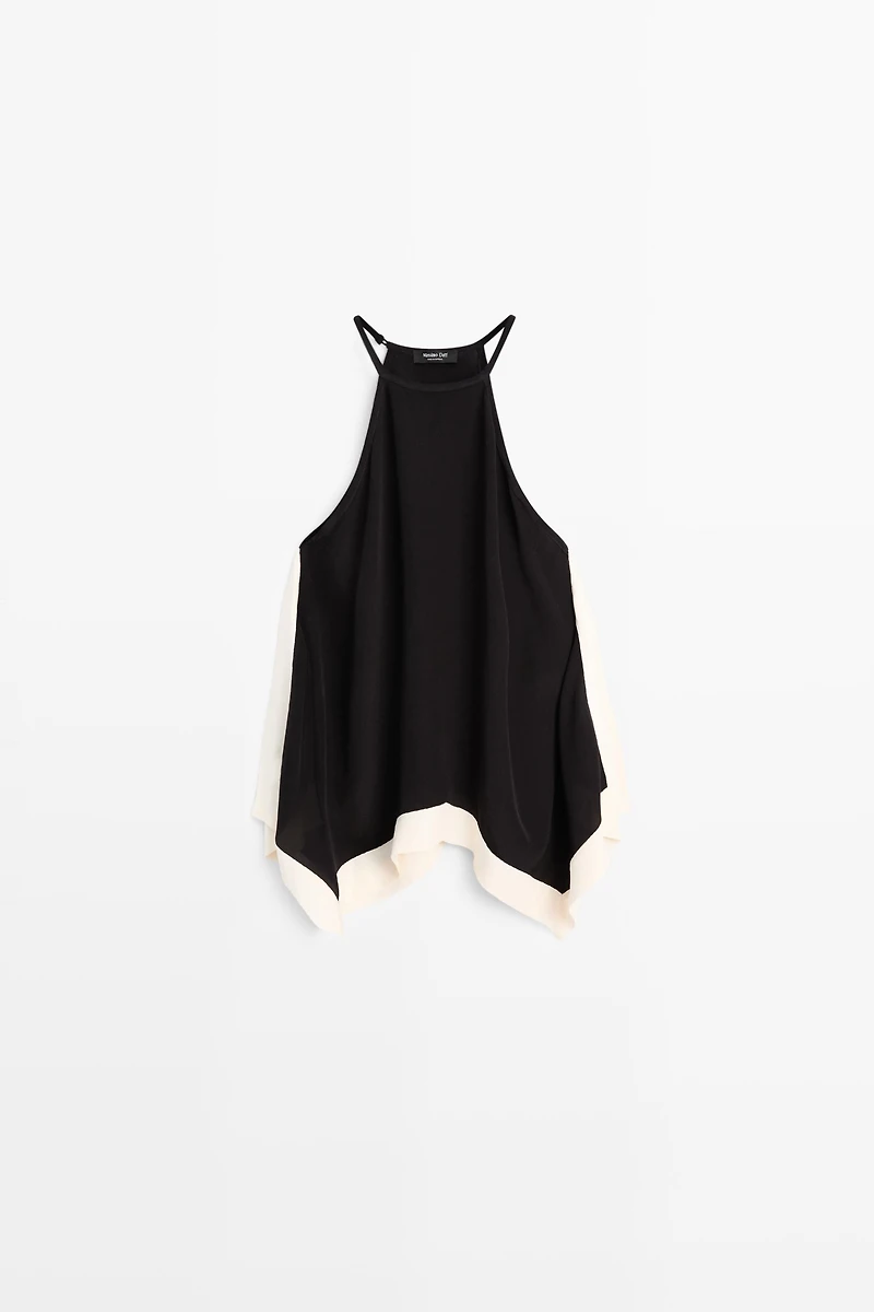 Long contrast halter top