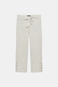 PANTALON LIN CEINTURE RAYURES