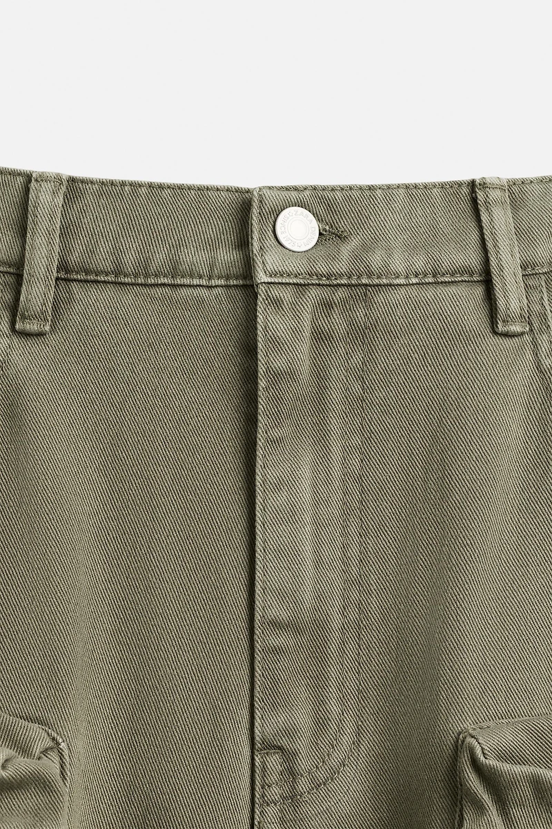 DENIM CARGO PANTS WITH POCKETS